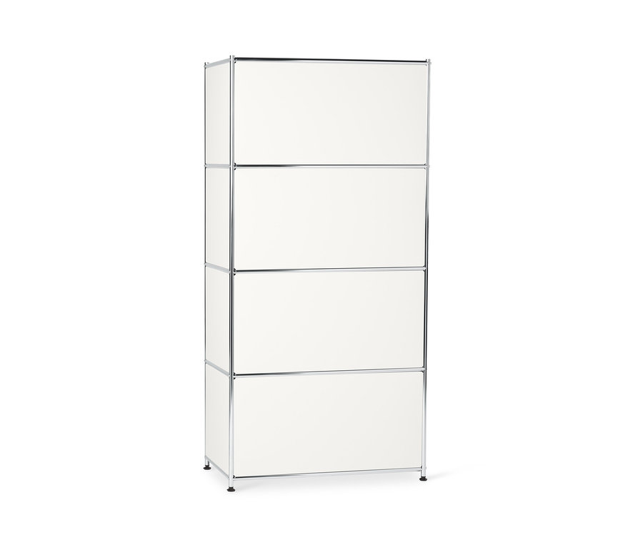 Weißes Highboard Metall »CN3« mit 4 Klappenfächern.