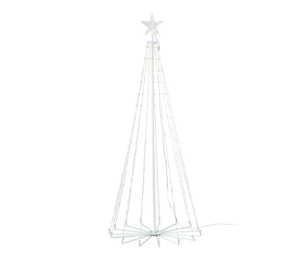 Ein faltbarer LED-Baum mit einem Stern an der Spitze.