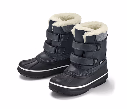 Schwarze Kinder-Allwetterstiefel.