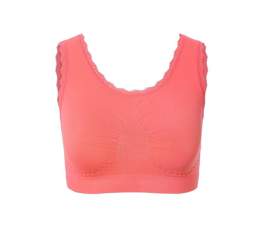 Seamless-Bustier in Papaya mit Spitze.