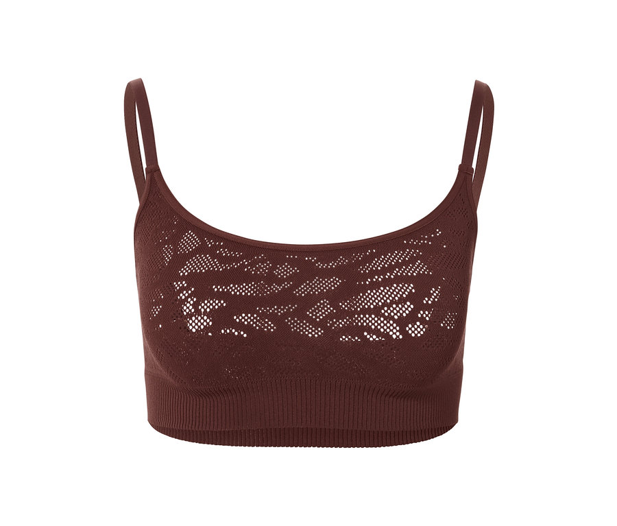 Ein braunes Seamless-Bustier in Spitzenoptik.