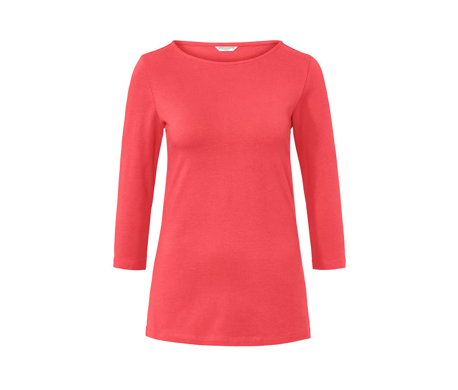 Korallenfarbenes Shirt mit 3/4-Arm.