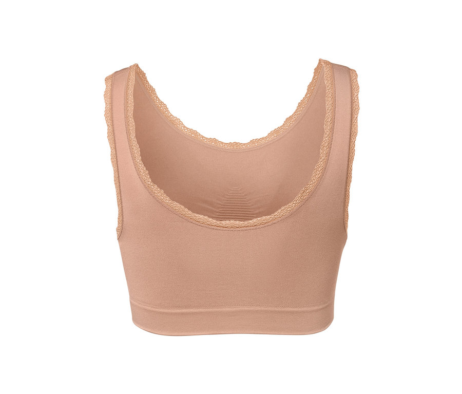 Detailaufnahme eines beigen Seamless-Bustiers.