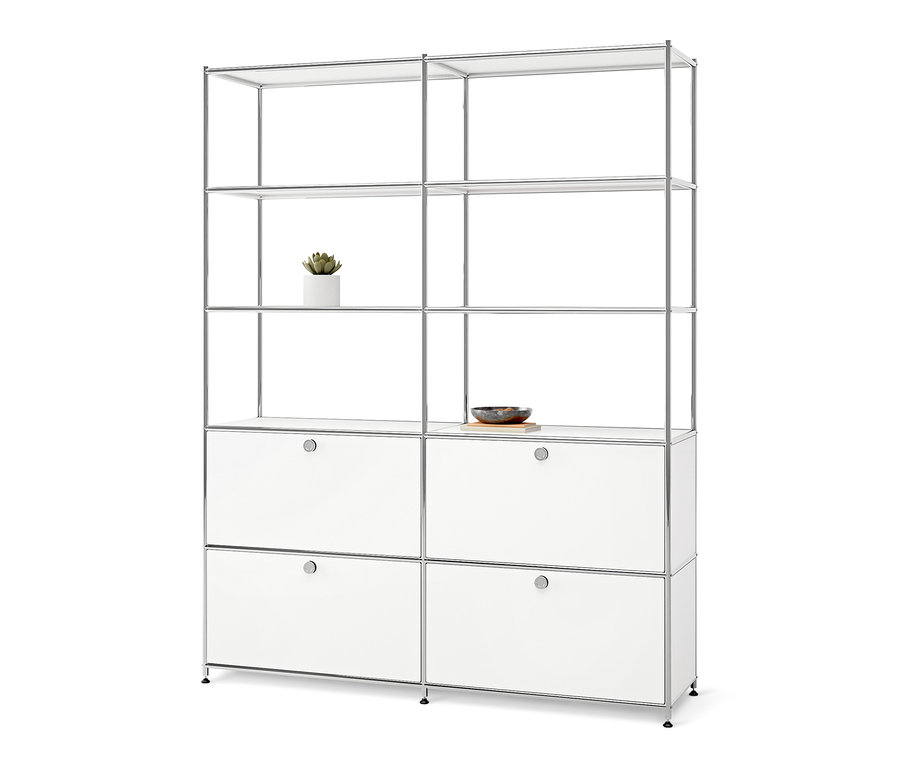 Hohes, weißes Metallregal »CN3« mit 4 Klappfächern.