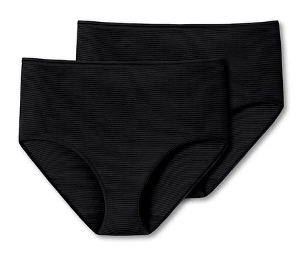 Zwei schwarze SCHIESSER Midislips mit Modal und Streifen.