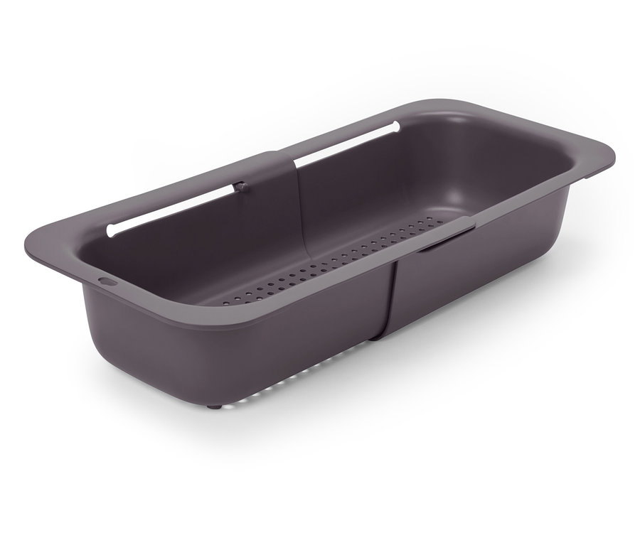 Ausziehbarer Küchenseiher in Grau.