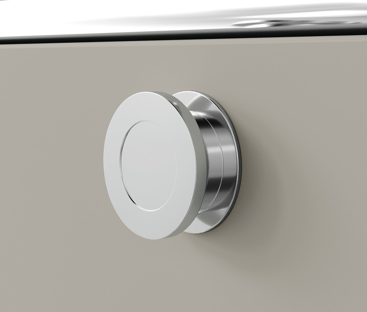 Detailansicht Rollcontainer Metall »CN3« mit 3 Schubladen, hellgrau, silberner Griff.