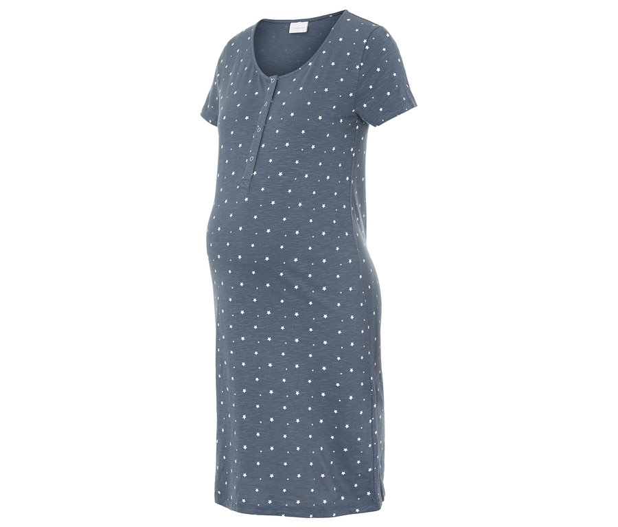 Umstandsnachthemd MLMIRA AOP JRS NIGHTGOWN 2F A. E. NOOS in blau mit Sternenmuster.