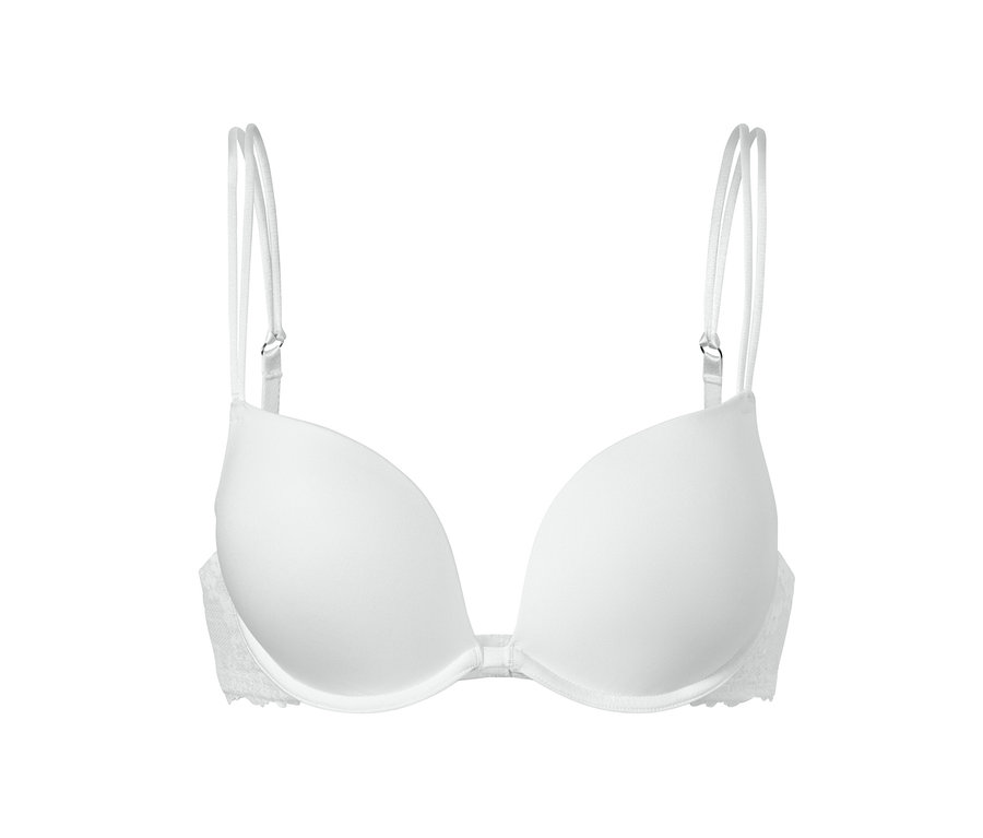 Weißer Push-up-BH mit doppelten Trägern.