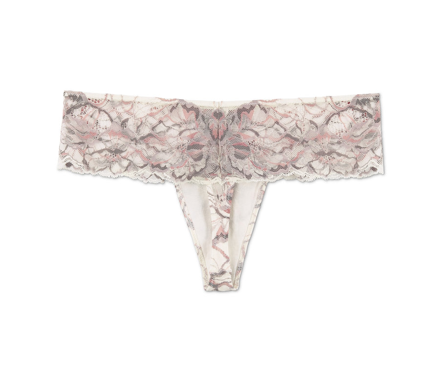 Ein mehrfarbiger Spitzen-String aus dem 2 Strings, mehrfarbig Set.