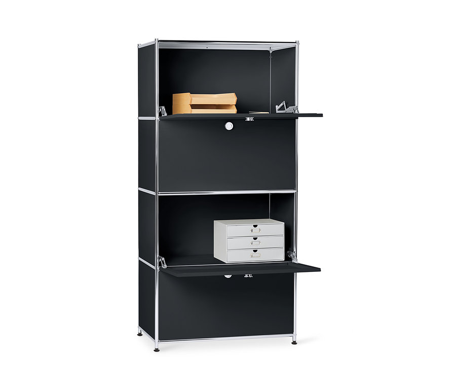 Schwarzes Highboard Metall »CN3« mit 4 Klappenfächern.