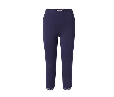 Dunkelblaue 3/4-Leggings mit Spitzenborte.