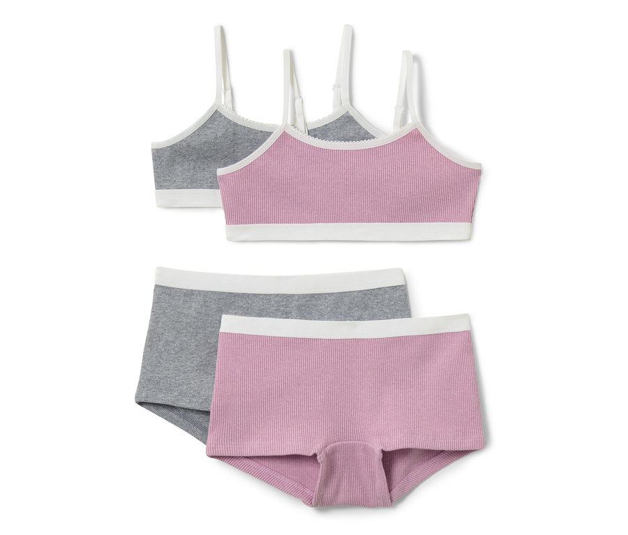 Graues und rosa Mädchen-Wäsche-Set.