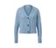 Blauer Grobstrick-Cardigan mit Knöpfen.