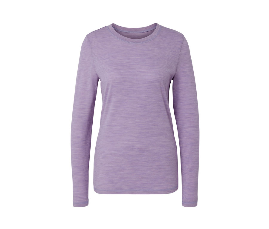 Lila Langarmshirt mit Merinowolle.