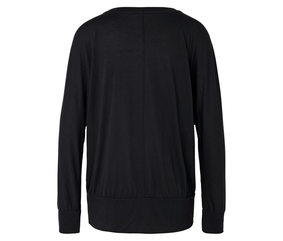 Schwarzes Langarmshirt, von hinten gesehen.