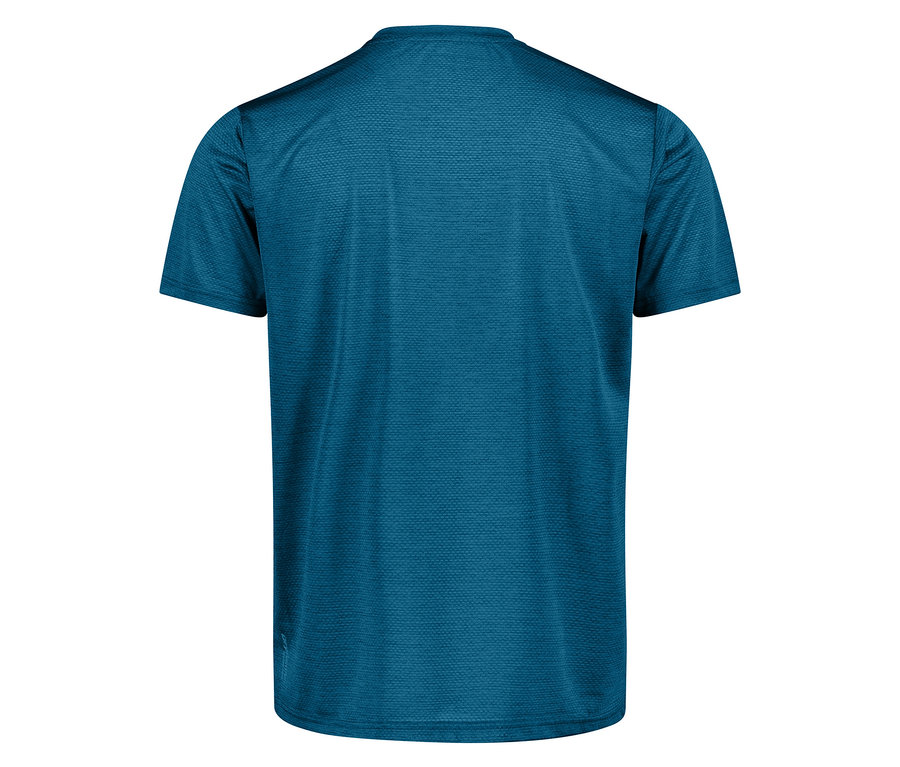 Rückansicht des petrolfarbenen CMP Herren-T-Shirts aus Piquéstrick.