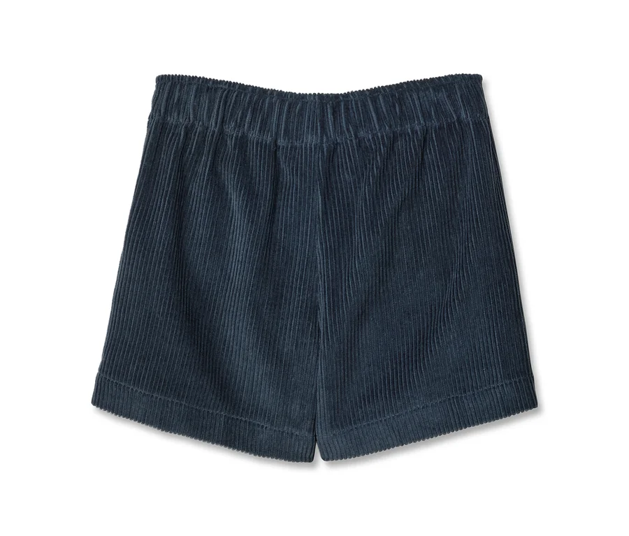 Dunkelblauer Kinder-Hosenrock aus Cord mit Gummizugbund.