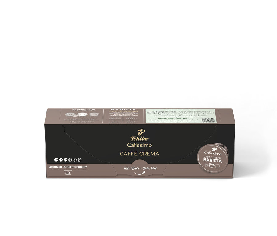 Eine Packung Cafissimo BARISTA Caffè Crema - 10 Kapseln 535562 und eine Packung Cafissimo BARISTA Caffè Crema - 80 Kapseln 535563.