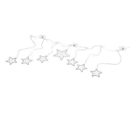 Ein LED-Lichtvorhang mit Sternen ist zu sehen.