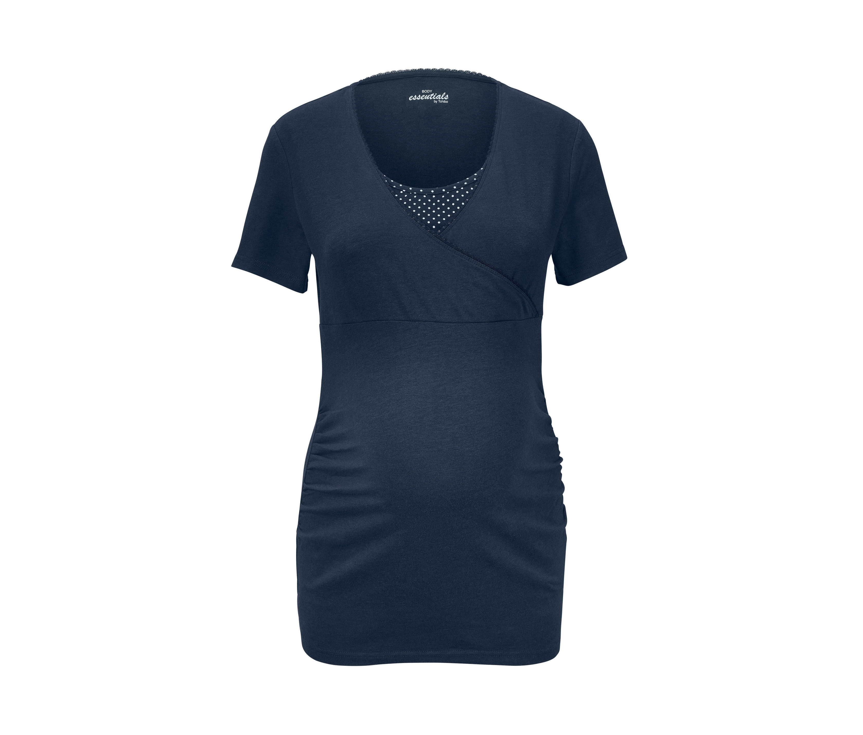 Marineblauer Umstands- und Stillpyjama mit kurzen Ärmeln.