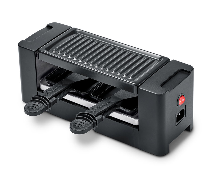 Detailaufnahme von einem schwarzen Raclette für Zwei.