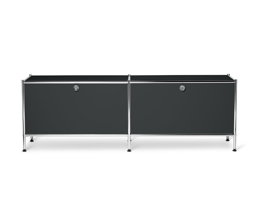 Schwarzes Lowboard Metall »CN3« mit Klappenfächern.