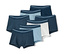 1x weiß, 2x hellblau, 2x dunkelblau-braun gestreift, 1x dunkelblau-hellblau gestreift, 1x dunkelblau