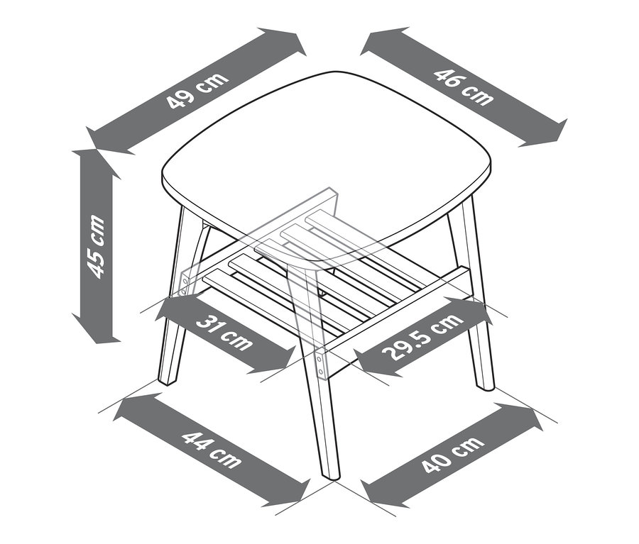 Abmessungen kleiner Couchtisch.