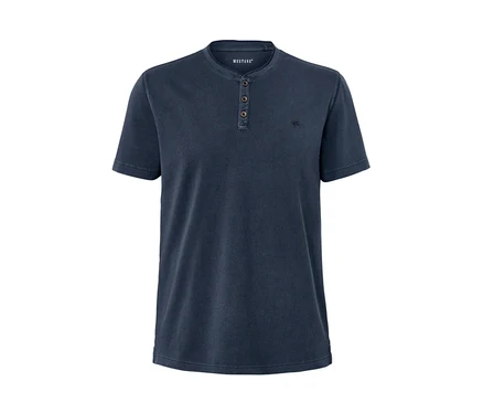 Blaues Mustang Kurzarm Henley.