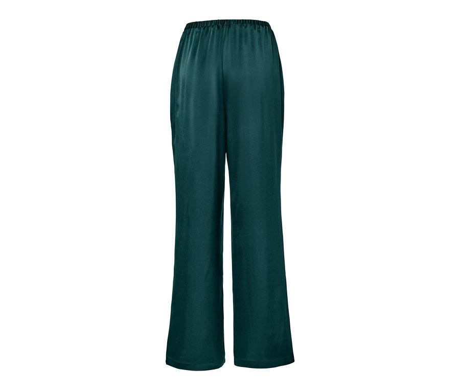 Dunkelgrüne Pyjamahose aus reiner Seide.
