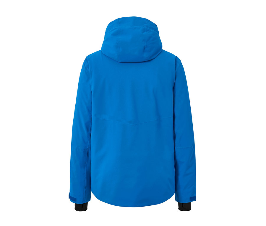 Rückansicht einer blauen High-Tech-Skijacke.