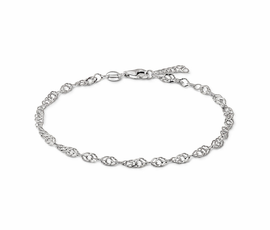 925 Silber Armband Singapur auf weißem Hintergrund.