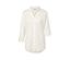Cremeweiße Piqué-Jerseybluse mit Knöpfen und Dreiviertelärmeln.