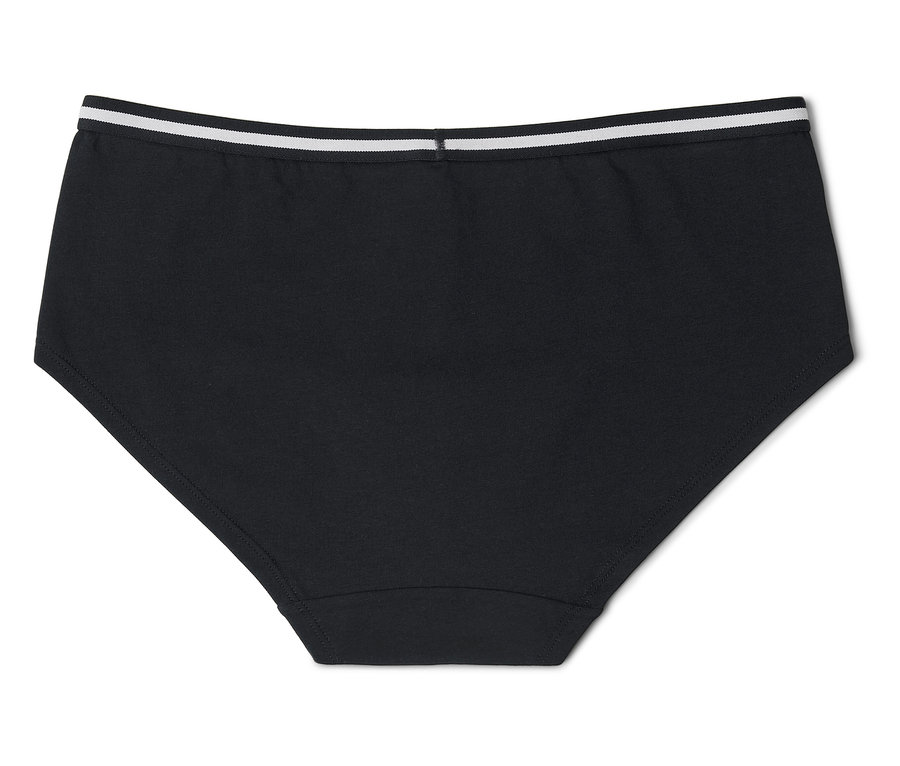 Schwarzer Damenslip mit weißem Bund.