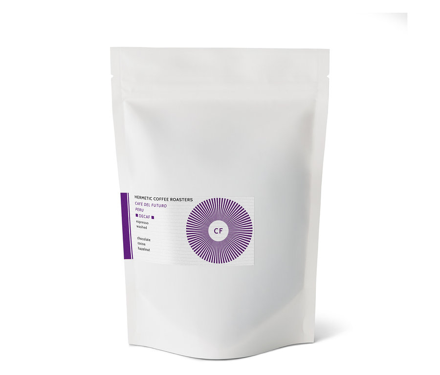 Packung Hermetic - Café del Futuro Espresso, entkoffeiniert - 250 g Ganze Bohne.