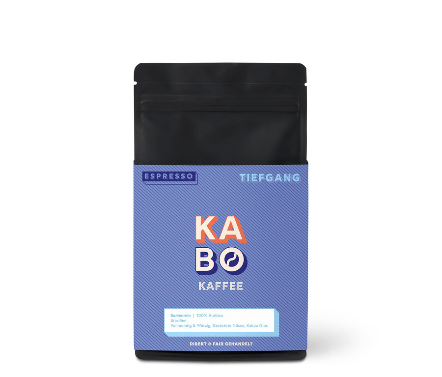 Eine Packung KABO - Tiefgang Espresso - 250 g ganze Bohne.