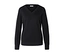 Schwarzer V-Ausschnitt Feinstrickpullover mit langen Ärmeln.