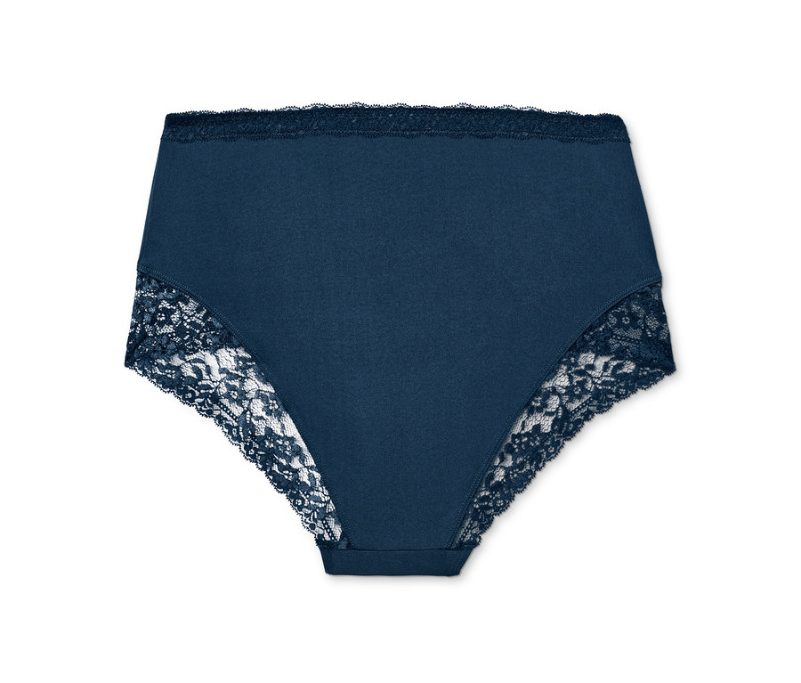 Dunkelblaue Highwaist-Panty mit Spitze.