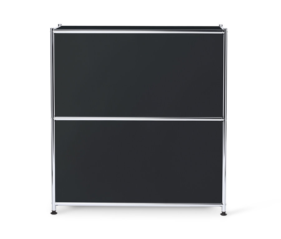 Schwarzes Sideboard Metall »CN3«, niedrig mit Klappenfächern.