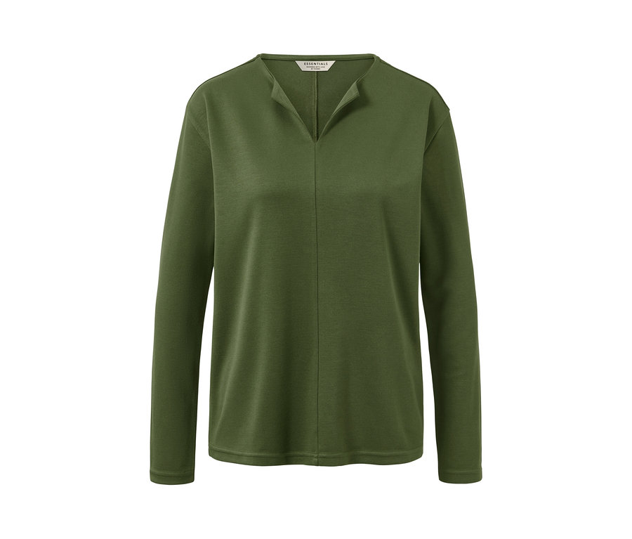 Ein grünes Blusenshirt mit langen Ärmeln.