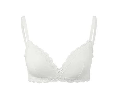 Weißer Softschalen-BH mit Spitze.