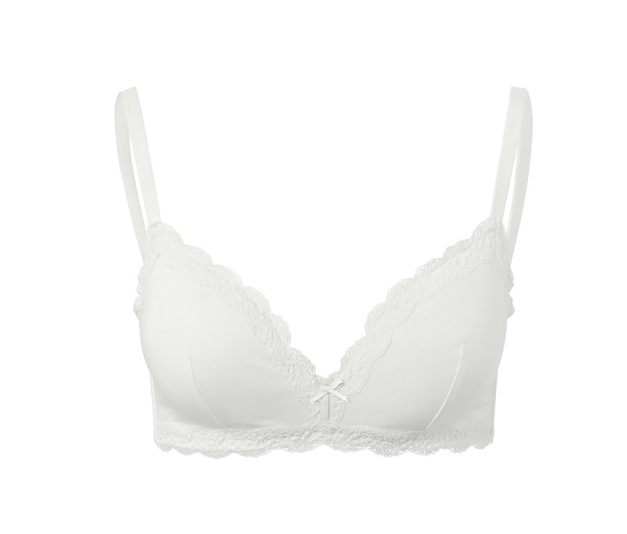 Weißer Softschalen-BH mit Spitze.