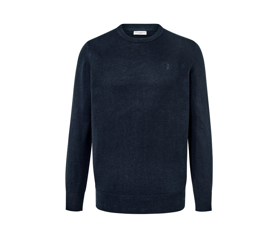 Navy Pullover mit Rundhalsausschnitt.