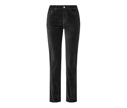 Schwarze Samthose.