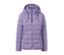 Fliederfarbene Steppjacke mit Kapuze.