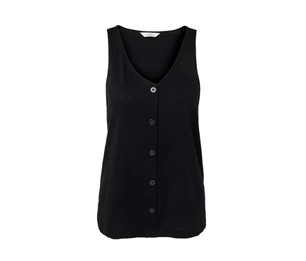 Schwarzes Top aus Modalmix mit Knöpfen.