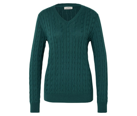 Zopfstrickpullover, petrol