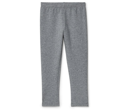 Graue Leggings liegen auf einem weißen Hintergrund.
