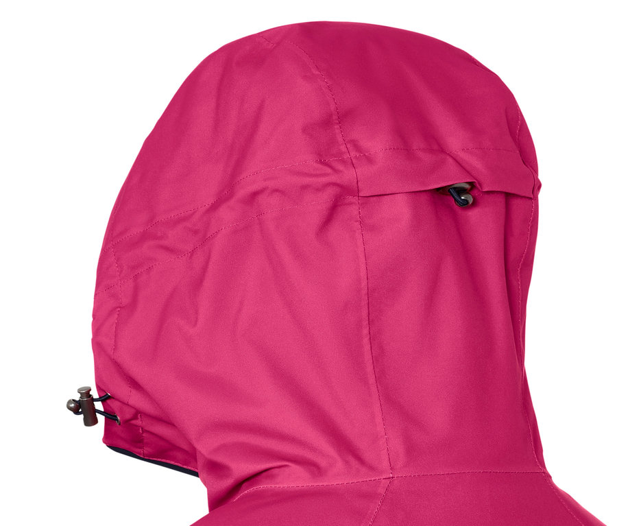 Detailansicht der Kapuze einer Skijacke.